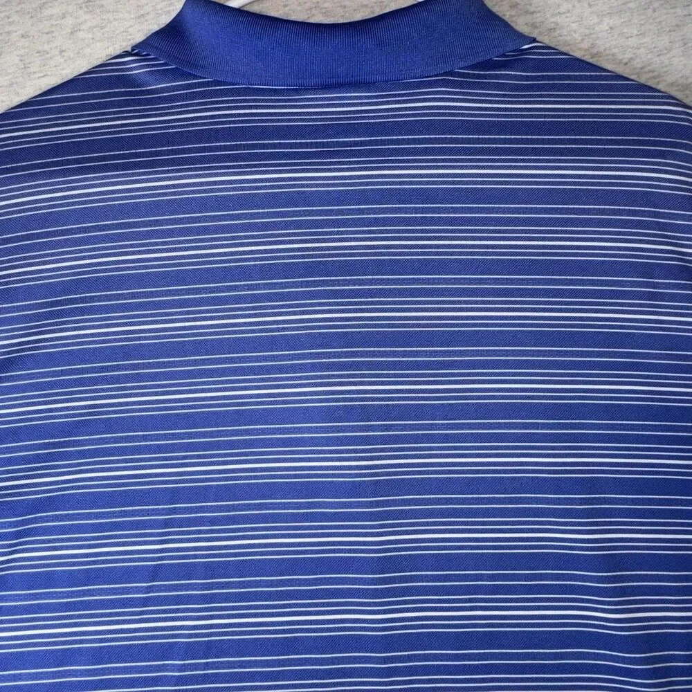 Nike Golf Dri-FIT Mens Polo Shirt XXL Blue/White Striped Short Sleeve Polyester